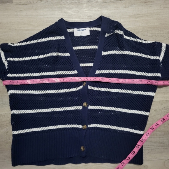OLD NAVY Blue and White Striped Button-Up Knit Sweater. Size Small - Picture 6 of 8